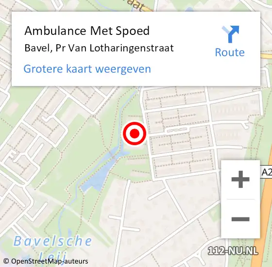 Locatie op kaart van de 112 melding: Ambulance Met Spoed Naar Bavel, Pr Van Lotharingenstraat op 5 maart 2018 18:38