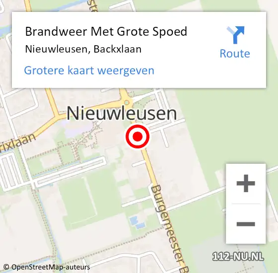 Locatie op kaart van de 112 melding: Brandweer Met Grote Spoed Naar Nieuwleusen, Backxlaan op 5 maart 2018 19:27