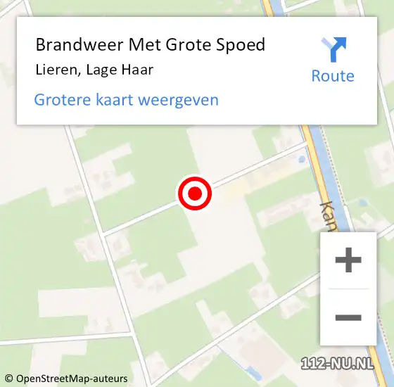 Locatie op kaart van de 112 melding: Brandweer Met Grote Spoed Naar Lieren, Lage Haar op 5 maart 2018 19:50