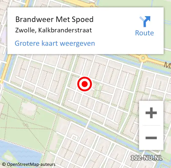 Locatie op kaart van de 112 melding: Brandweer Met Spoed Naar Zwolle, Kalkbranderstraat op 5 maart 2018 20:07