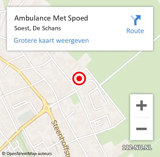 Locatie op kaart van de 112 melding: Ambulance Met Spoed Naar Soest, De Schans op 5 maart 2018 20:43