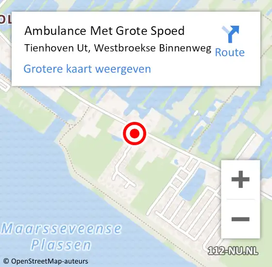 Locatie op kaart van de 112 melding: Ambulance Met Grote Spoed Naar Tienhoven, Westbroekse Binnenweg op 5 maart 2018 21:19