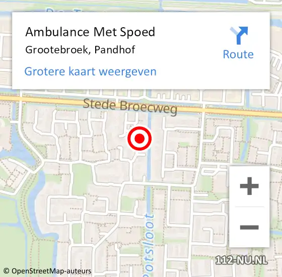 Locatie op kaart van de 112 melding: Ambulance Met Spoed Naar Grootebroek, Pandhof op 5 maart 2018 21:27