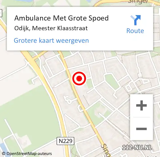 Locatie op kaart van de 112 melding: Ambulance Met Grote Spoed Naar Odijk, Meester Klaasstraat op 5 maart 2018 21:31