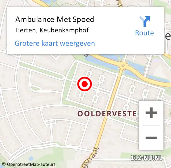 Locatie op kaart van de 112 melding: Ambulance Met Spoed Naar Herten, Keubenkamphof op 5 maart 2018 21:43