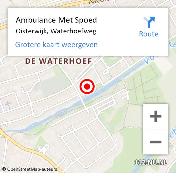 Locatie op kaart van de 112 melding: Ambulance Met Spoed Naar Oisterwijk, Waterhoefweg op 5 maart 2018 22:04
