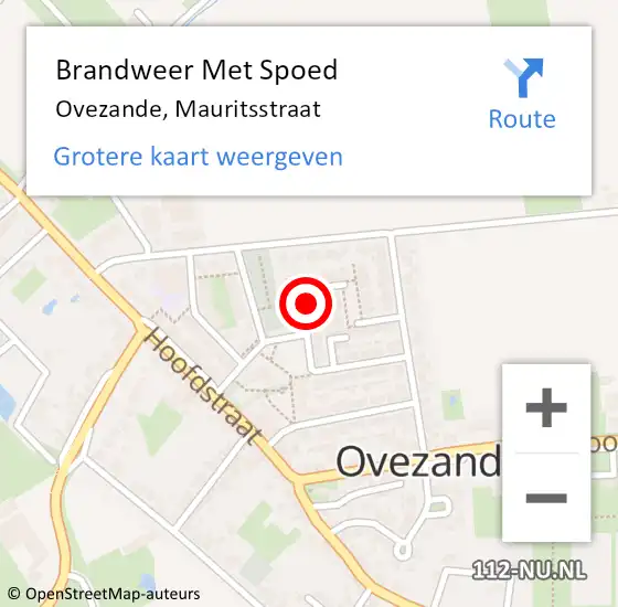 Locatie op kaart van de 112 melding: Brandweer Met Spoed Naar Ovezande, Mauritsstraat op 5 maart 2018 22:06