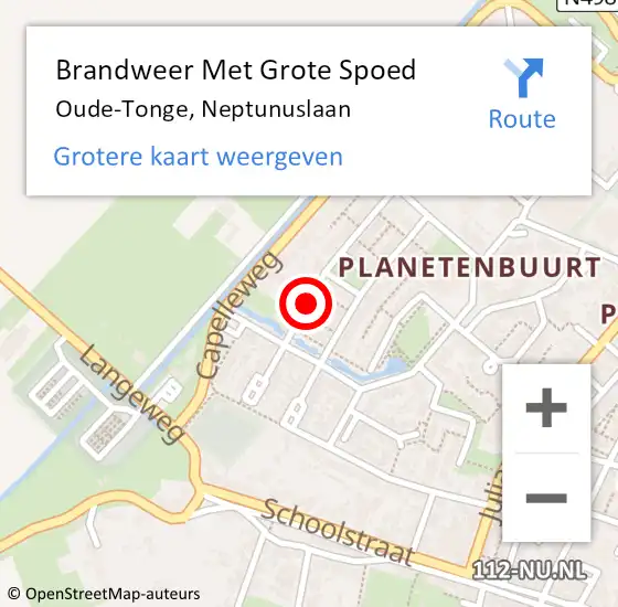 Locatie op kaart van de 112 melding: Brandweer Met Grote Spoed Naar Oude-Tonge, Neptunuslaan op 5 maart 2018 22:39