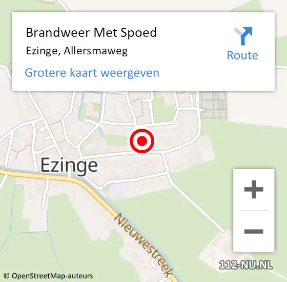 Locatie op kaart van de 112 melding: Brandweer Met Spoed Naar Ezinge, Allersmaweg op 5 maart 2018 22:48