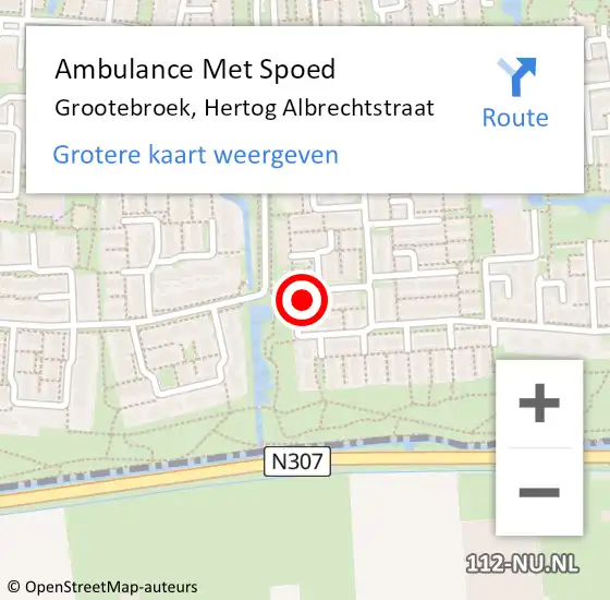 Locatie op kaart van de 112 melding: Ambulance Met Spoed Naar Grootebroek, Hertog Albrechtstraat op 5 maart 2018 23:47