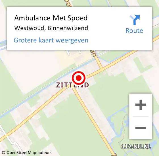 Locatie op kaart van de 112 melding: Ambulance Met Spoed Naar Westwoud, Binnenwijzend op 6 maart 2018 00:03