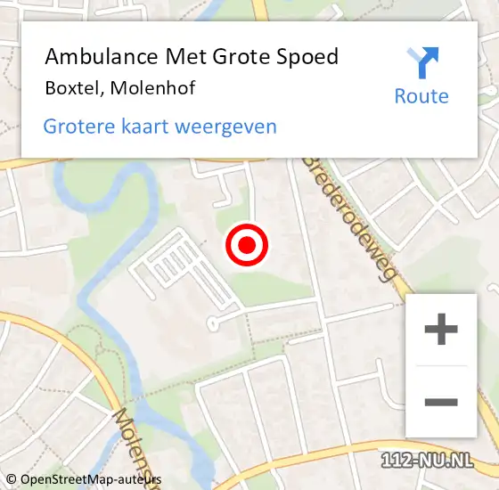 Locatie op kaart van de 112 melding: Ambulance Met Grote Spoed Naar Boxtel, Molenhof op 6 maart 2018 00:32