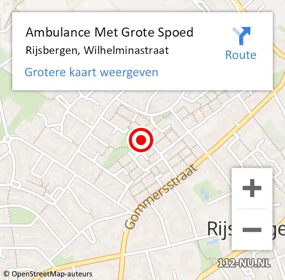 Locatie op kaart van de 112 melding: Ambulance Met Grote Spoed Naar Rijsbergen, Wilhelminastraat op 6 maart 2018 01:55