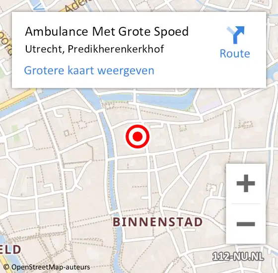 Locatie op kaart van de 112 melding: Ambulance Met Grote Spoed Naar Utrecht, Predikherenkerkhof op 6 maart 2018 02:47