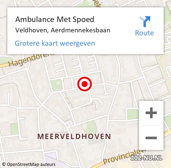 Locatie op kaart van de 112 melding: Ambulance Met Spoed Naar Veldhoven, Aerdmennekesbaan op 6 maart 2018 03:53