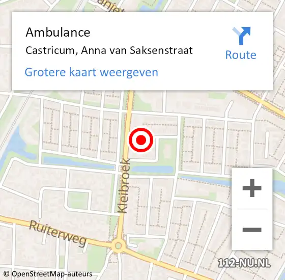 Locatie op kaart van de 112 melding: Ambulance Castricum, Anna van Saksenstraat op 6 maart 2018 04:44