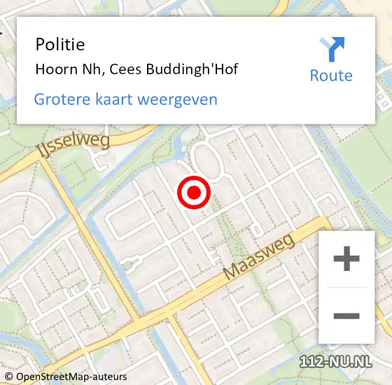 Locatie op kaart van de 112 melding: Politie Hoorn Nh, Cees Buddingh'Hof op 6 maart 2018 06:34