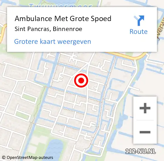 Locatie op kaart van de 112 melding: Ambulance Met Grote Spoed Naar Sint Pancras, Binnenroe op 6 maart 2018 06:50