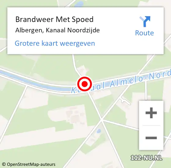 Locatie op kaart van de 112 melding: Brandweer Met Spoed Naar Albergen, Kanaal Noordzijde op 6 maart 2018 07:54