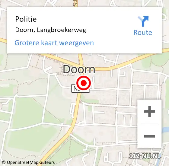 Locatie op kaart van de 112 melding: Politie Doorn, Langbroekerweg op 6 maart 2018 08:16