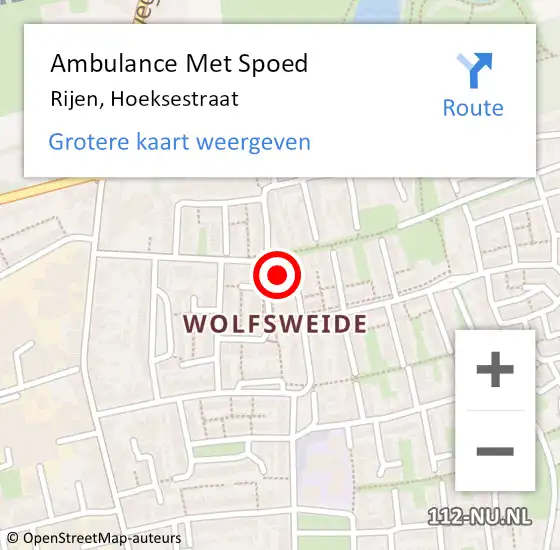 Locatie op kaart van de 112 melding: Ambulance Met Spoed Naar Rijen, Hoeksestraat op 6 maart 2018 08:17