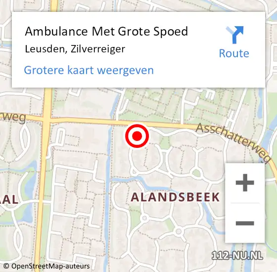 Locatie op kaart van de 112 melding: Ambulance Met Grote Spoed Naar Leusden, Zilverreiger op 6 maart 2018 08:18