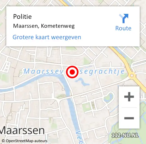 Locatie op kaart van de 112 melding: Politie Maarssen, Kometenweg op 6 maart 2018 08:18