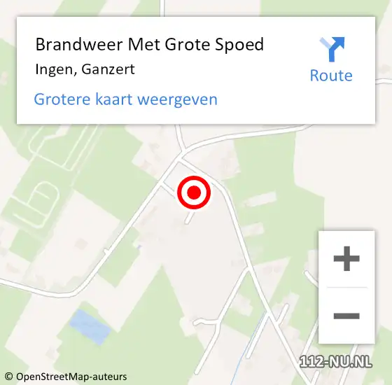 Locatie op kaart van de 112 melding: Brandweer Met Grote Spoed Naar Ingen, Ganzert op 6 maart 2018 08:48