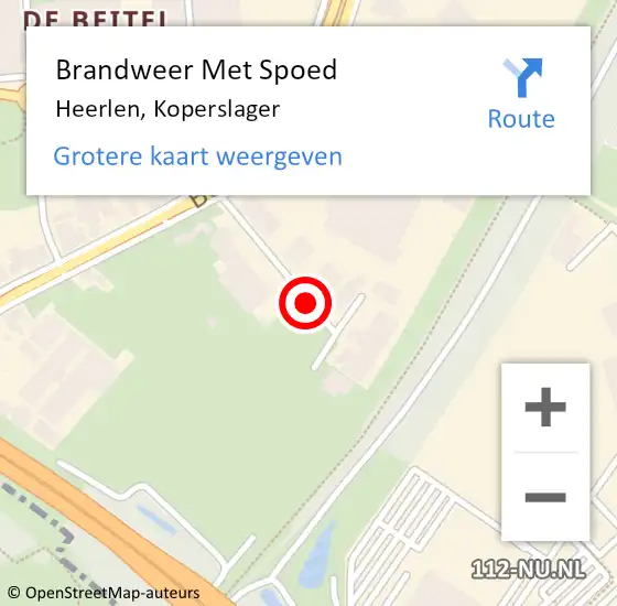 Locatie op kaart van de 112 melding: Brandweer Met Spoed Naar Heerlen, Koperslager op 6 maart 2018 08:59