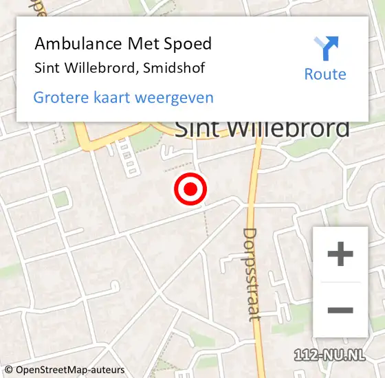 Locatie op kaart van de 112 melding: Ambulance Met Spoed Naar Sint Willebrord, Smidshof op 6 maart 2018 09:10