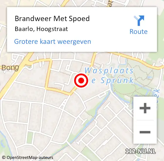 Locatie op kaart van de 112 melding: Brandweer Met Spoed Naar Baarlo, Hoogstraat op 6 maart 2018 10:26