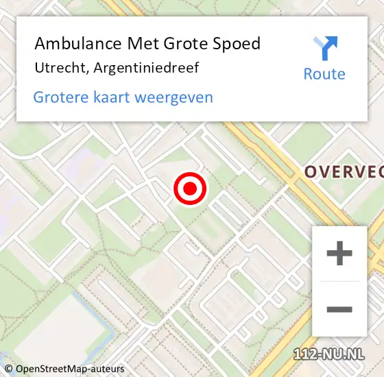 Locatie op kaart van de 112 melding: Ambulance Met Grote Spoed Naar Utrecht, Argentiniedreef op 6 maart 2018 10:33