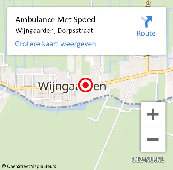 Locatie op kaart van de 112 melding: Ambulance Met Spoed Naar Wijngaarden, Dorpsstraat op 6 maart 2018 10:48