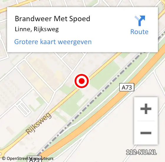 Locatie op kaart van de 112 melding: Brandweer Met Spoed Naar Linne, Rijksweg op 6 maart 2018 12:39