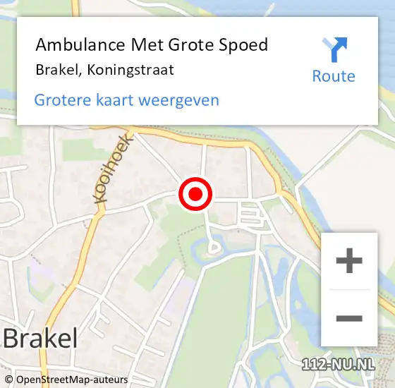 Locatie op kaart van de 112 melding: Ambulance Met Grote Spoed Naar Brakel, Koningstraat op 18 februari 2014 10:45