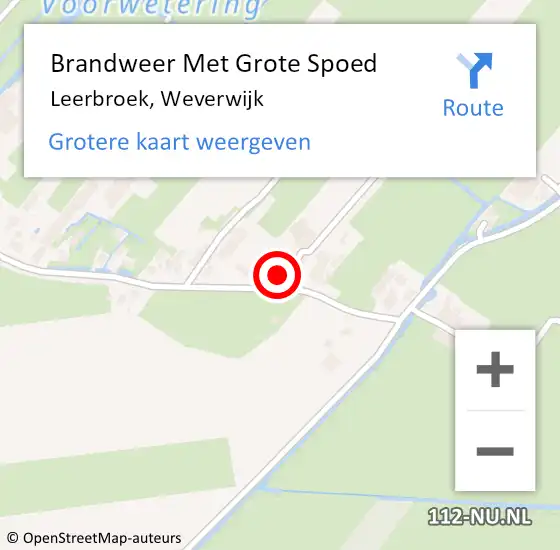 Locatie op kaart van de 112 melding: Brandweer Met Grote Spoed Naar Leerbroek, Weverwijk op 6 maart 2018 14:42