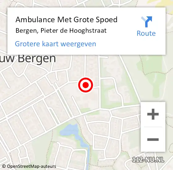 Locatie op kaart van de 112 melding: Ambulance Met Grote Spoed Naar Bergen, Pieter de Hooghstraat op 6 maart 2018 14:54