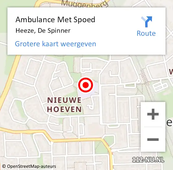 Locatie op kaart van de 112 melding: Ambulance Met Spoed Naar Heeze, De Spinner op 6 maart 2018 15:10