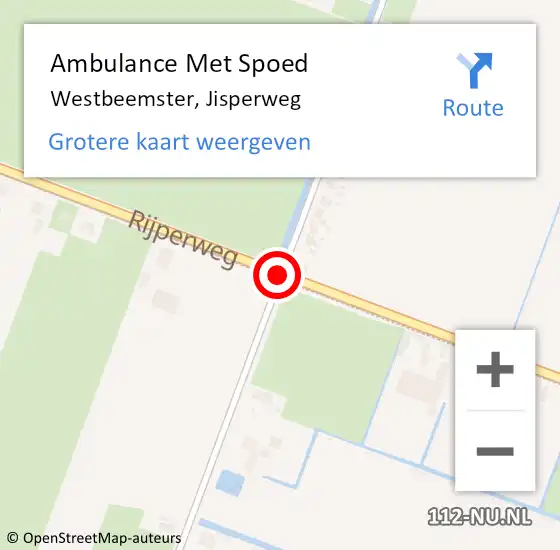 Locatie op kaart van de 112 melding: Ambulance Met Spoed Naar Westbeemster, Jisperweg op 6 maart 2018 15:28