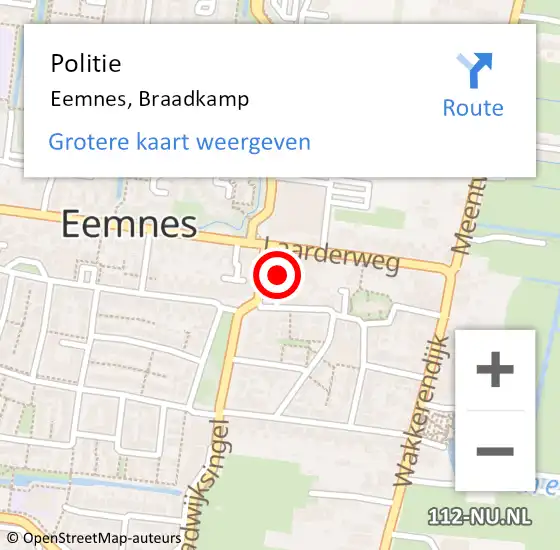 Locatie op kaart van de 112 melding: Politie Eemnes, Braadkamp op 6 maart 2018 16:11