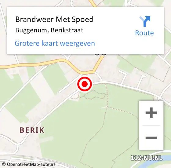 Locatie op kaart van de 112 melding: Brandweer Met Spoed Naar Buggenum, Berikstraat op 6 maart 2018 16:26