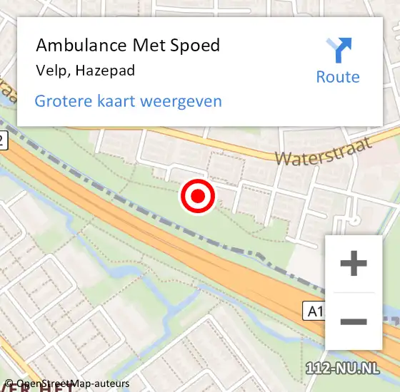 Locatie op kaart van de 112 melding: Ambulance Met Spoed Naar Velp, Hazepad op 6 maart 2018 16:30