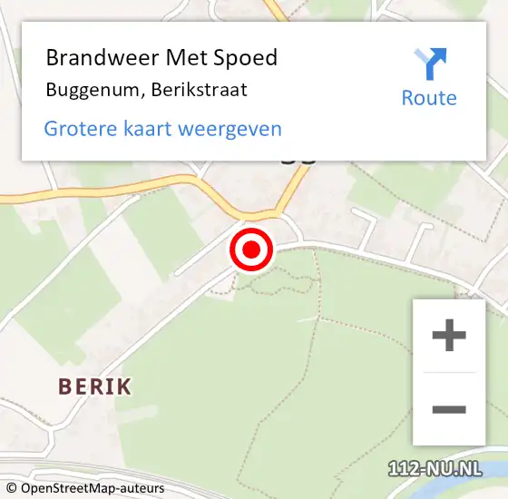 Locatie op kaart van de 112 melding: Brandweer Met Spoed Naar Buggenum, Berikstraat op 6 maart 2018 16:45