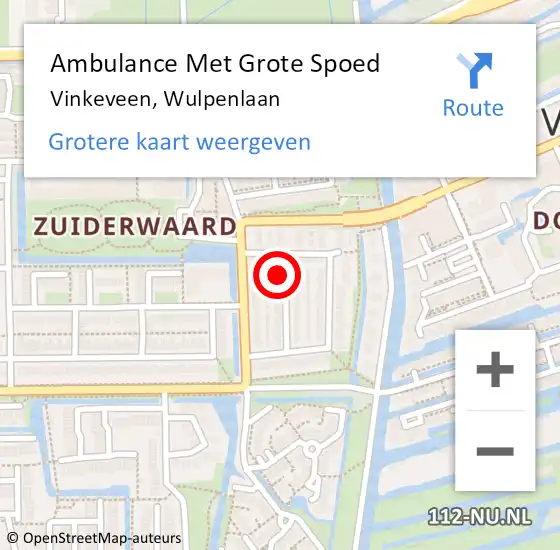 Locatie op kaart van de 112 melding: Ambulance Met Grote Spoed Naar Vinkeveen, Wulpenlaan op 6 maart 2018 17:46