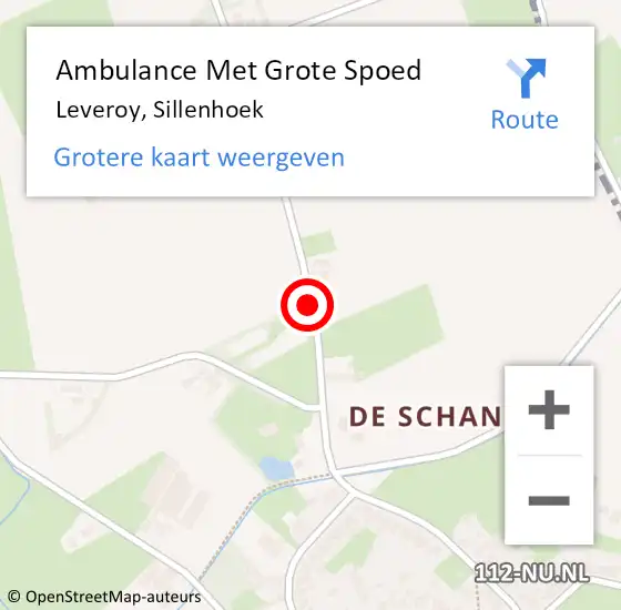 Locatie op kaart van de 112 melding: Ambulance Met Grote Spoed Naar Leveroy, Sillenhoek op 6 maart 2018 18:04