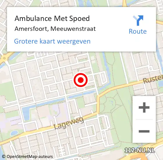 Locatie op kaart van de 112 melding: Ambulance Met Spoed Naar Amersfoort, Meeuwenstraat op 6 maart 2018 18:17