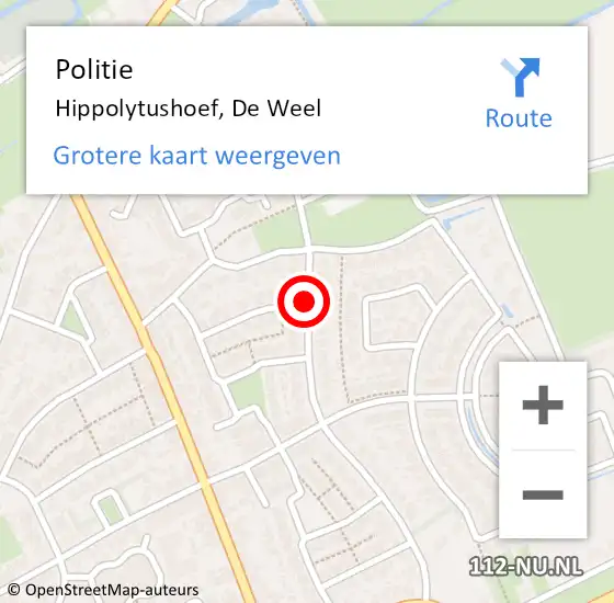 Locatie op kaart van de 112 melding: Politie Hippolytushoef, De Weel op 6 maart 2018 19:15