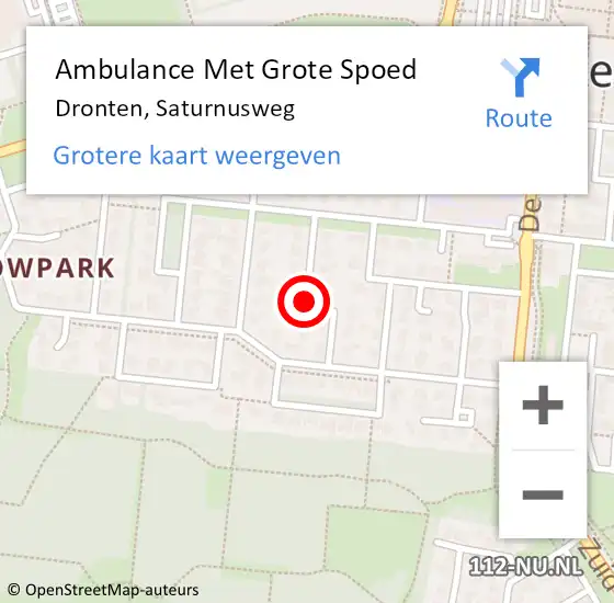 Locatie op kaart van de 112 melding: Ambulance Met Grote Spoed Naar Dronten, Saturnusweg op 6 maart 2018 20:54