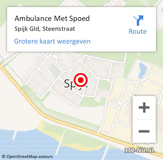 Locatie op kaart van de 112 melding: Ambulance Met Spoed Naar Spijk Gld, Steenstraat op 6 maart 2018 21:14