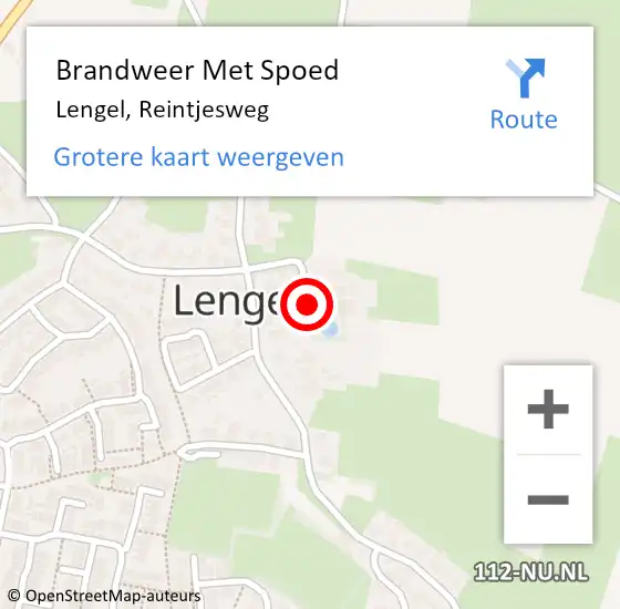 Locatie op kaart van de 112 melding: Brandweer Met Spoed Naar Lengel, Reintjesweg op 6 maart 2018 21:29
